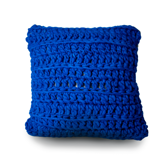 Almofada Lã Azul Fio Bulky Merino Royal Laçada