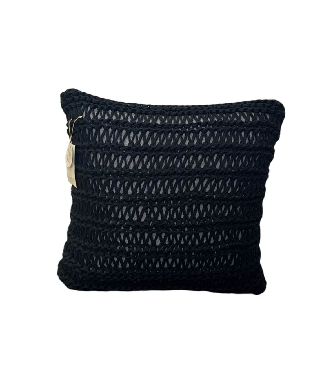 Almofada Malha Preta Laçada Quadrada