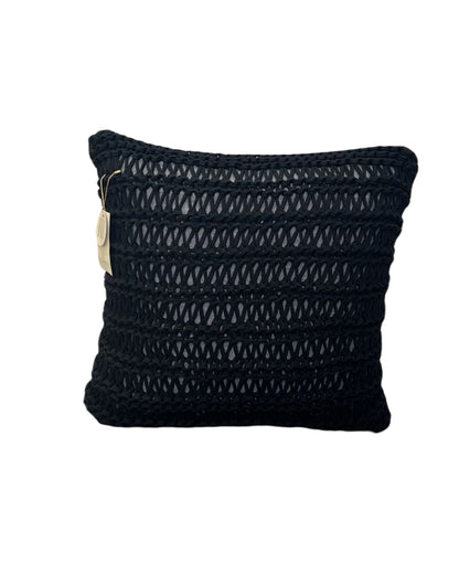 Almofada Malha Preta Laçada Quadrada