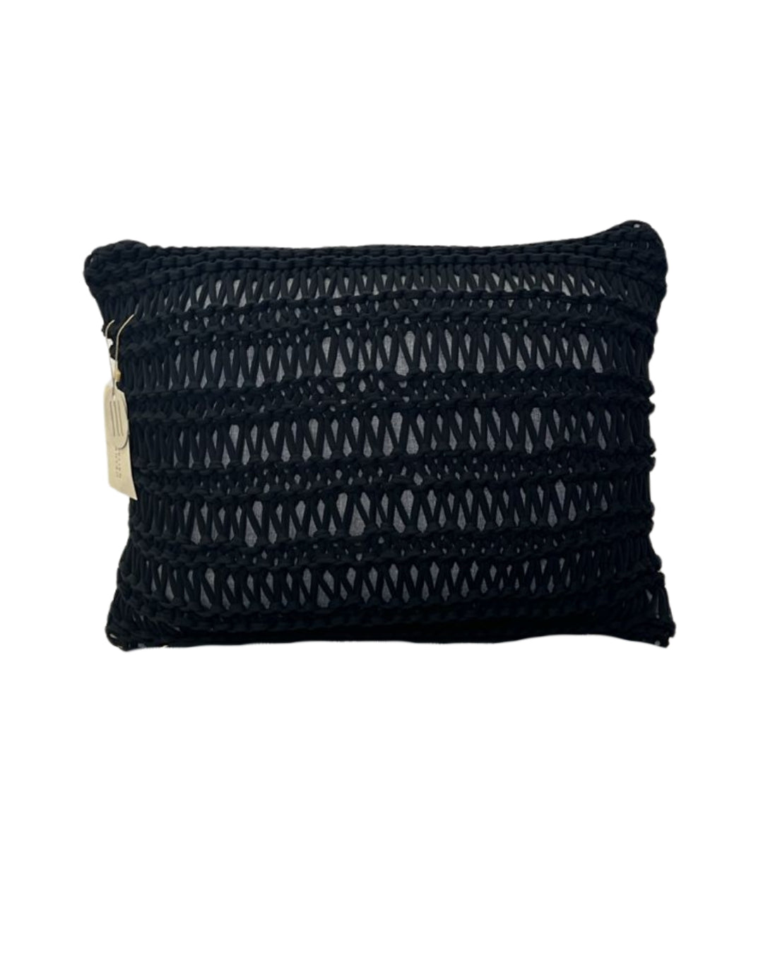 Almofada Malha Preta Laçada Retangular