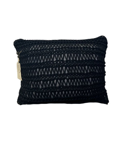 Almofada Malha Preta Laçada Retangular